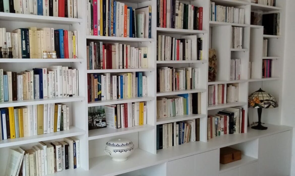 Bibliothèque blanche saint-mathieu de treviers nombreuses étagères agencements MG Montpellier